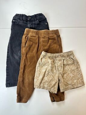 Boys 2t Bundle Tea‎ Corduroy Pants Cat & Jack Tiger Shorts Black Brown Bottoms